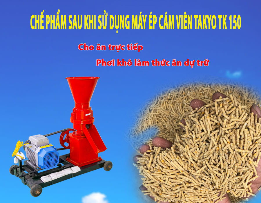 Chế phẩm sau khi sử dụng máy ép cám viên hỗn hợp Takyo TK 150