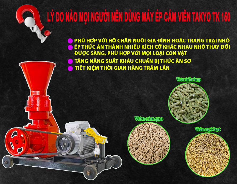Lý do mọi người nên dùng máy ép cám viên hỗn hợp Takyo TK 150