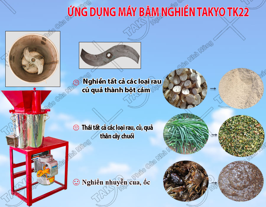 Công dụng máy băm nghiền đa năng inox Takyo TK 22