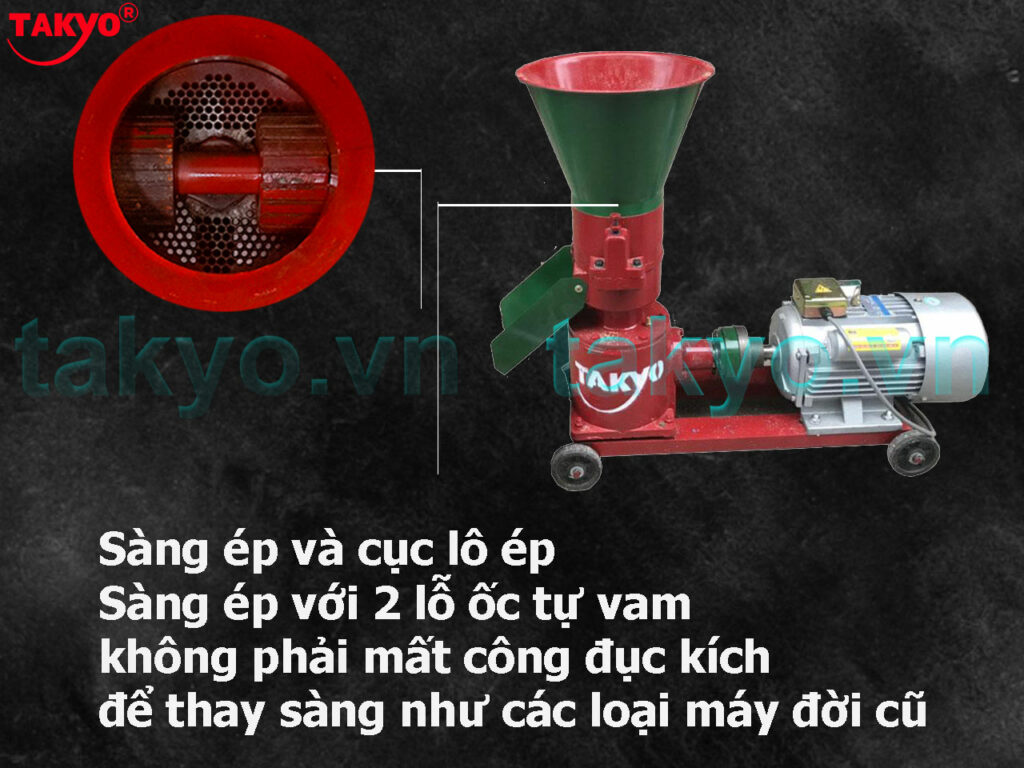 2-Cấu tạo máy ép cám viên hỗn hợp Takyo TK 180