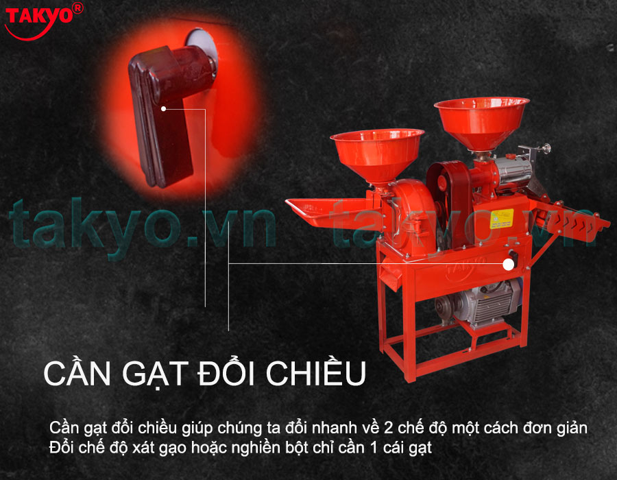 Cấu tạo về cần gạt đổi chiều máy xát gạo Takyo TK 555