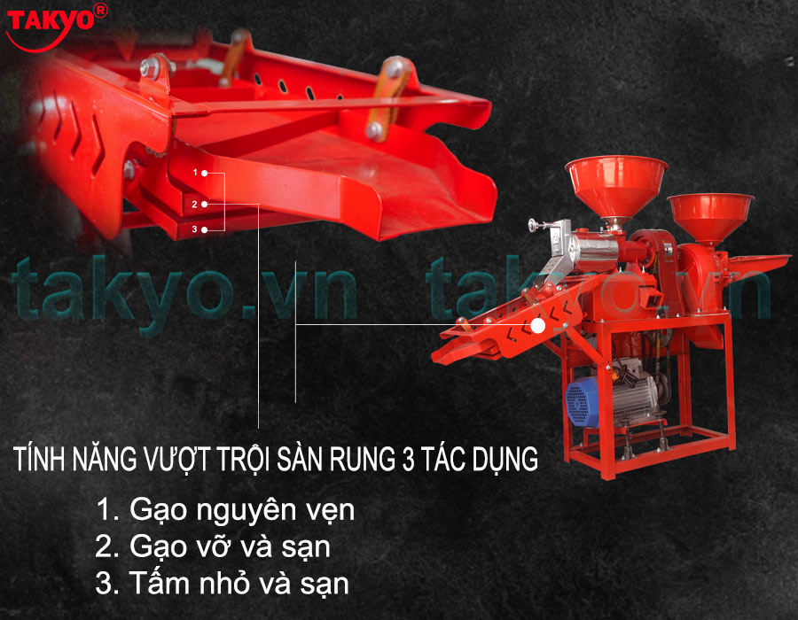 Cấu tạo về sàng rung máy xát gạo Takyo TK 555