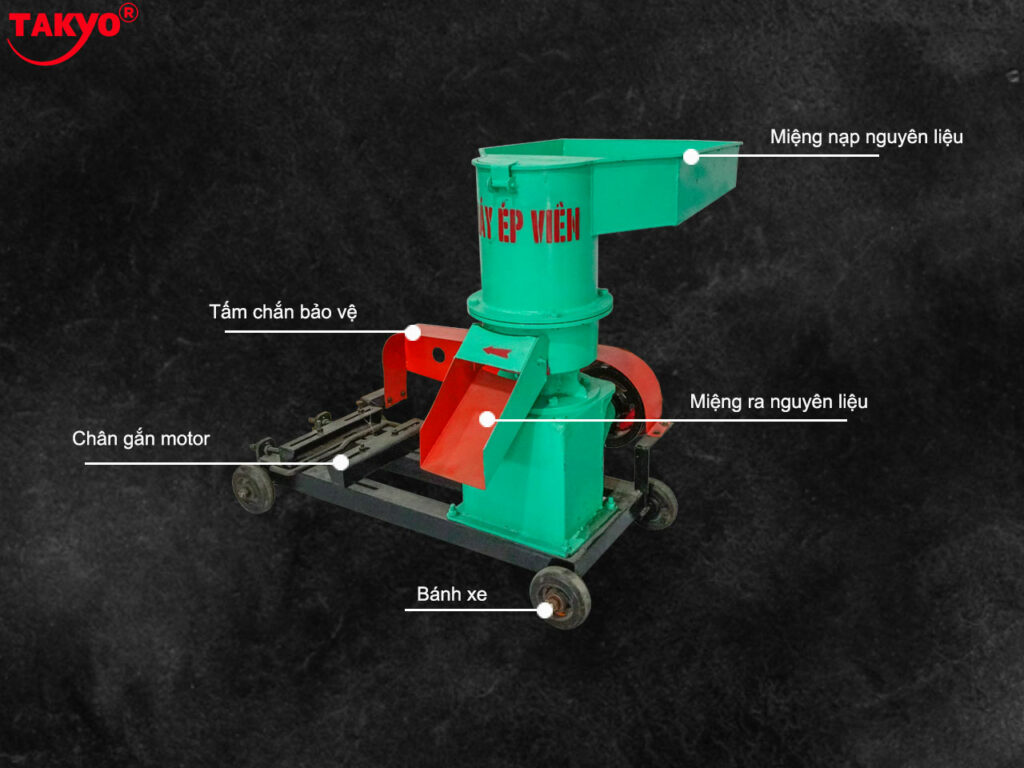 1-Cấu tạo máy ép cám viên hỗn hợp Takyo TK 250