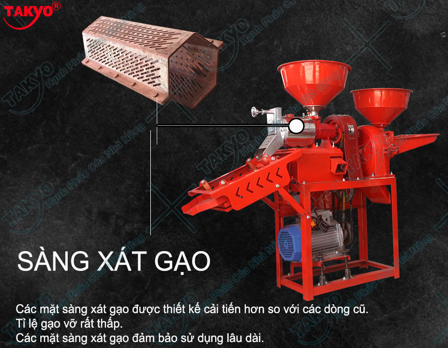 Cấu tạo về sàng xát gạo Takyo TK 555