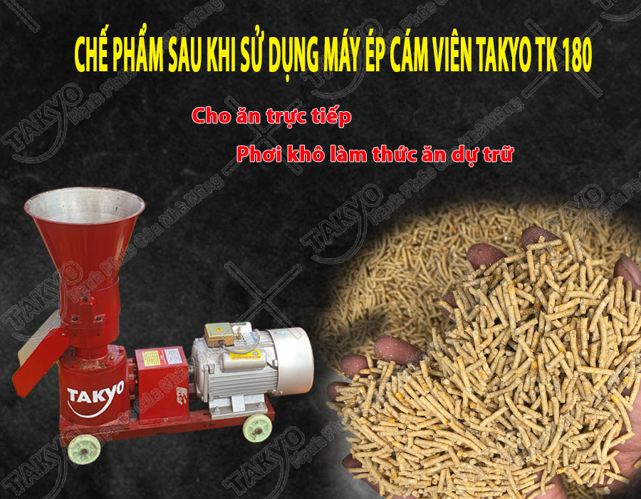 Chế phẩm sau khi sử dụng máy ép cám viên hỗn hợp Takyo TK 180