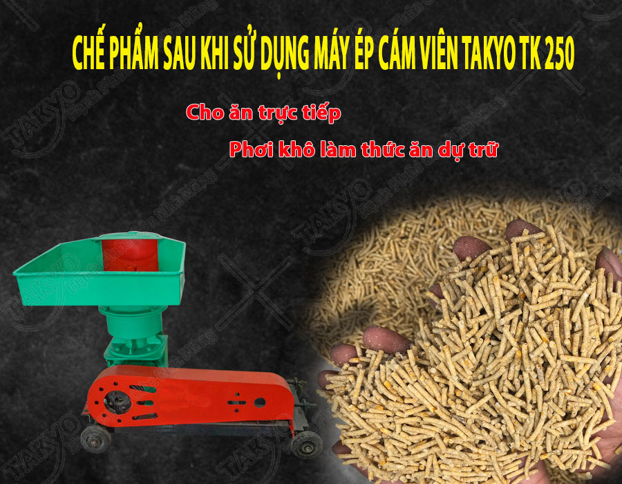 Chế phẩm sau khi sử dụng máy ép cám viên hỗn hợp Takyo TK 250
