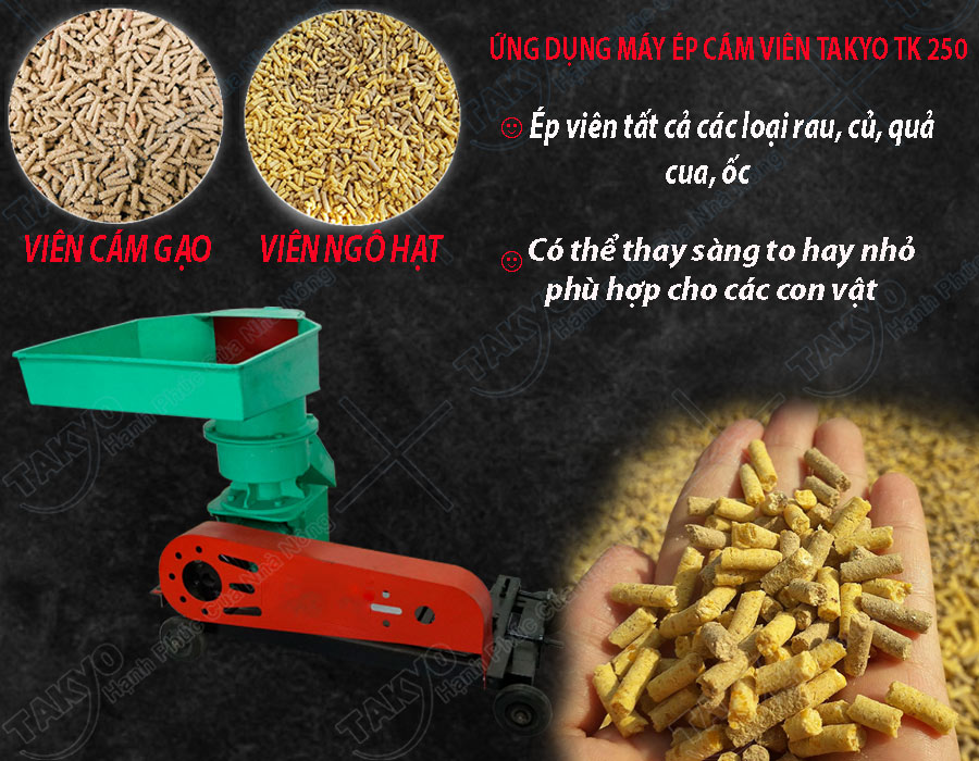 Công dụng máy ép cám viên hỗn hợp Takyo TK 250