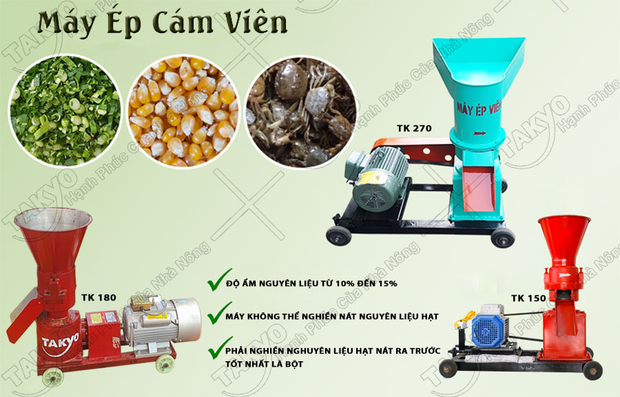 Lưu ý khi chuẩn bị nguyên liệu cho máy ép cám viên hỗn hợp Takyo TK 180