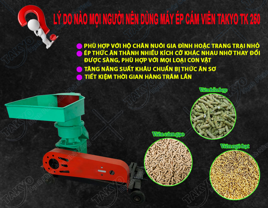 Lý do mọi người nên dùng máy ép cám viên hỗn hợp Takyo TK 250