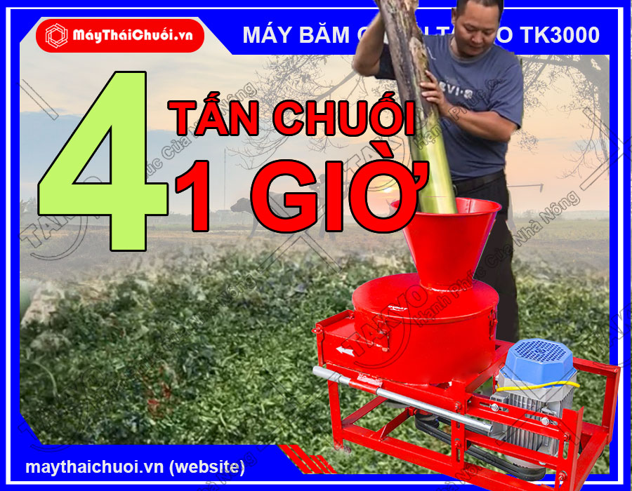 Nắng suất của máy băm chuối Takyo TK3000