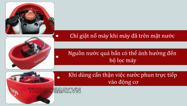 Lưu ý khi sử dụng máy bơm xuồng Takyo TK430.