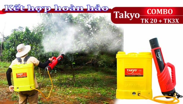 Bộ phun kết hợp giữa bộ phun sương cao áp và bình xịt điện Takyo