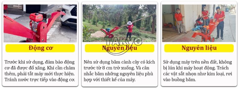 Lưu ý khi sử dụng máy băm cây Takyo