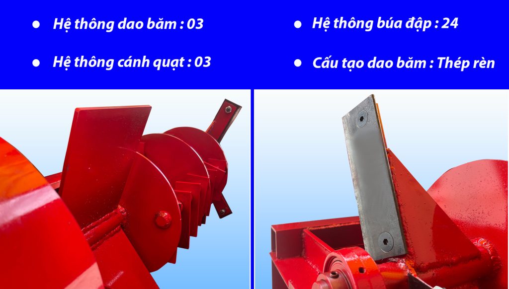Cấu tạo hệ thống buồng làm việc máy băm xơ dừa Takyo TK 550