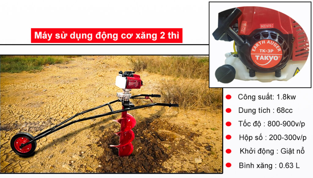 Thông số kỹ thuật động cơ máy khoan đất Takyo TK3P