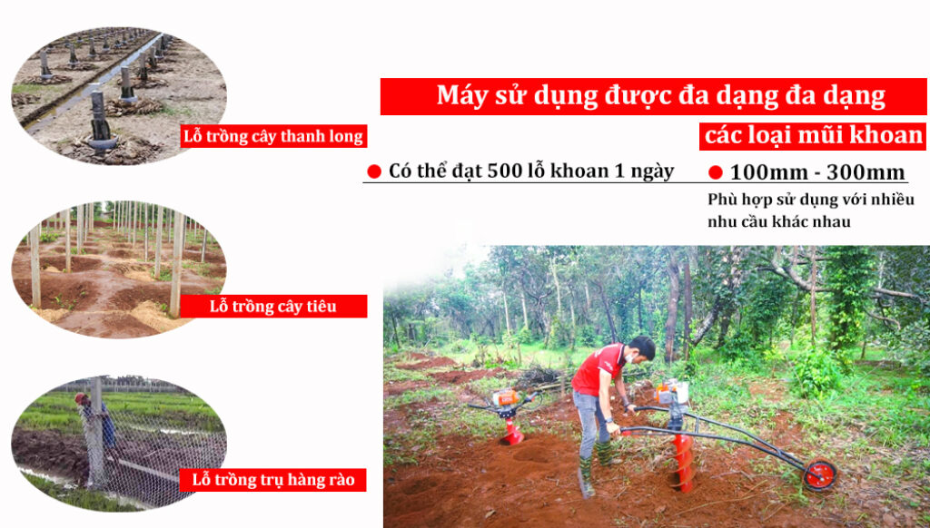 Máy sử dụng được đa dạng các loại mũi khoan có đường kính khác nhau