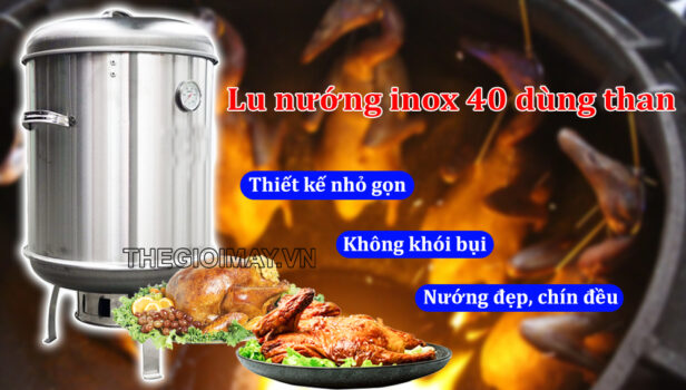 Lu nướng gà vịt inox dùng than TKLN40T