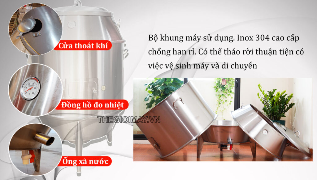 Cấu tạo lu nướng gà vịt inox dùng gas 80 TK80G