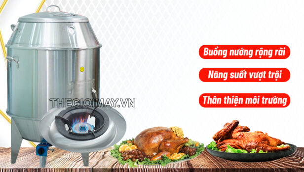 Lu nướng gà vịt inox dùng gas 90 TK90G được thiết kế bởi 3 phần riêng biệt