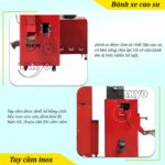 Bánh xe và tay cầm của máy xát gạo Takyo TK 250 T