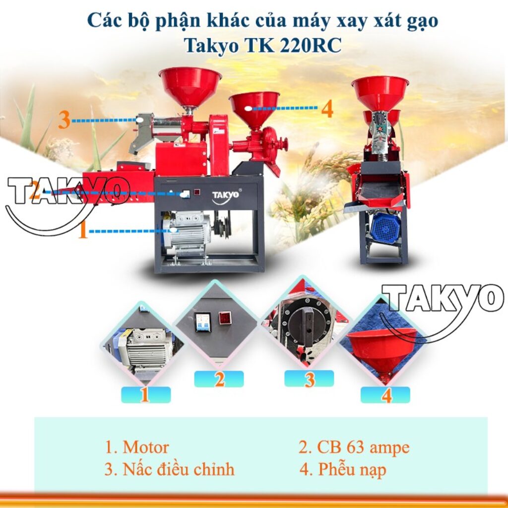 Các bộ phận khác của máy xay xát gạo giá rẻ Takyo TK 220 CR