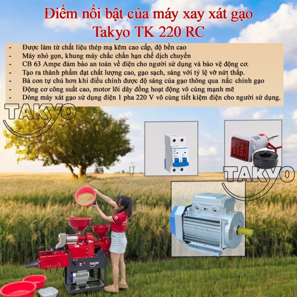 Điểm nổi bật của máy xay xát gạo chính hãng Takyo TK 220 CR