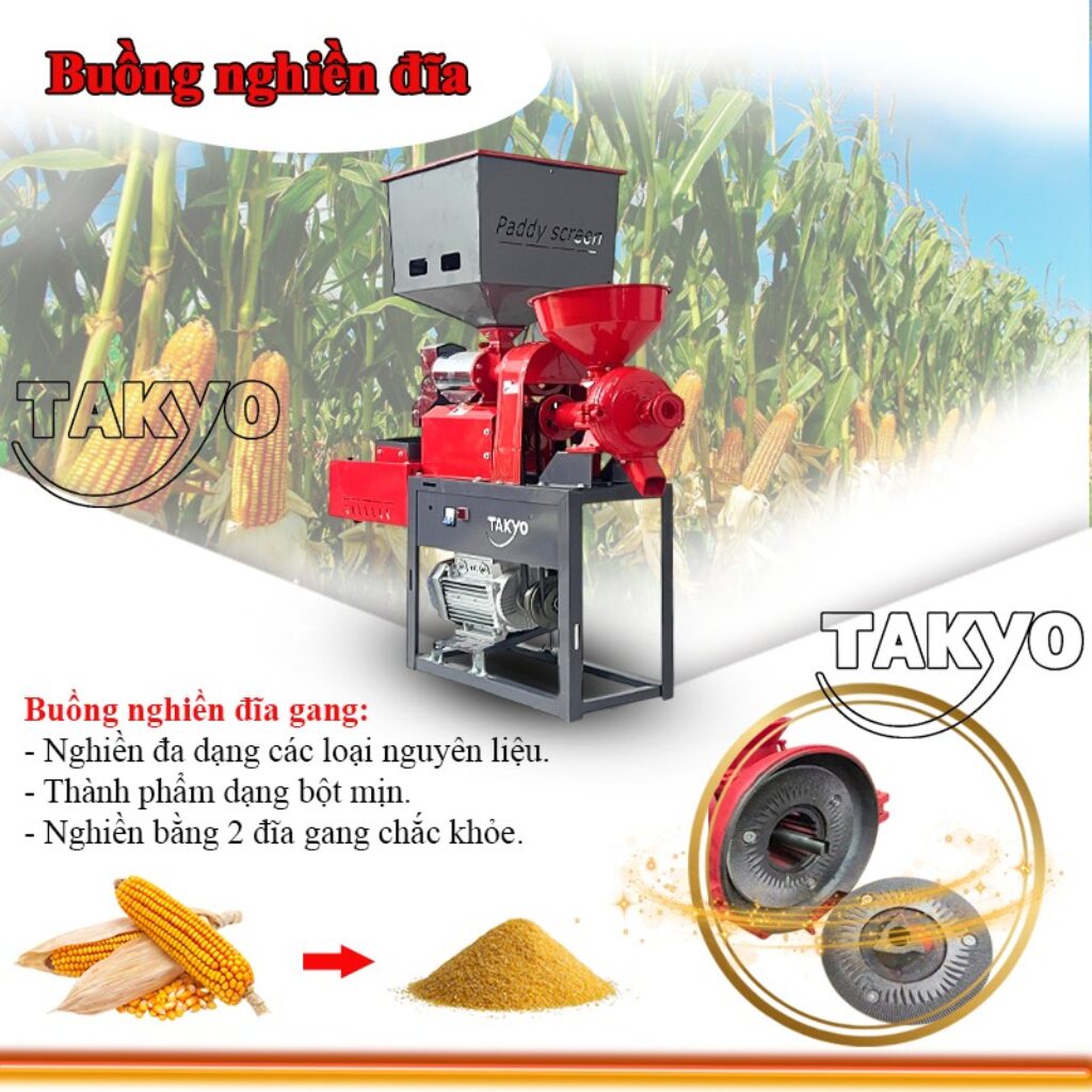 Máy xát gạo mini gia đình Takyo TK 220 CRP nghiền nguyên liệu thành bột mịn