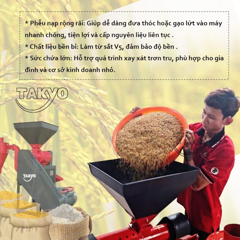 Phễu nạp nguyên liệu của máy xát gạo Takyo TK 1000