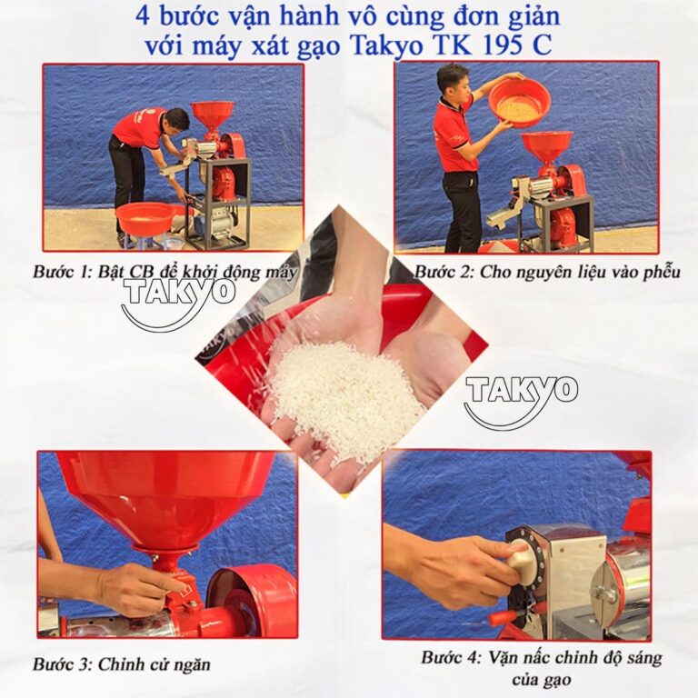 Sử dụng máy xát gạo nhỏ gọn Takyo TK 195 C vô cùng đơn giản
