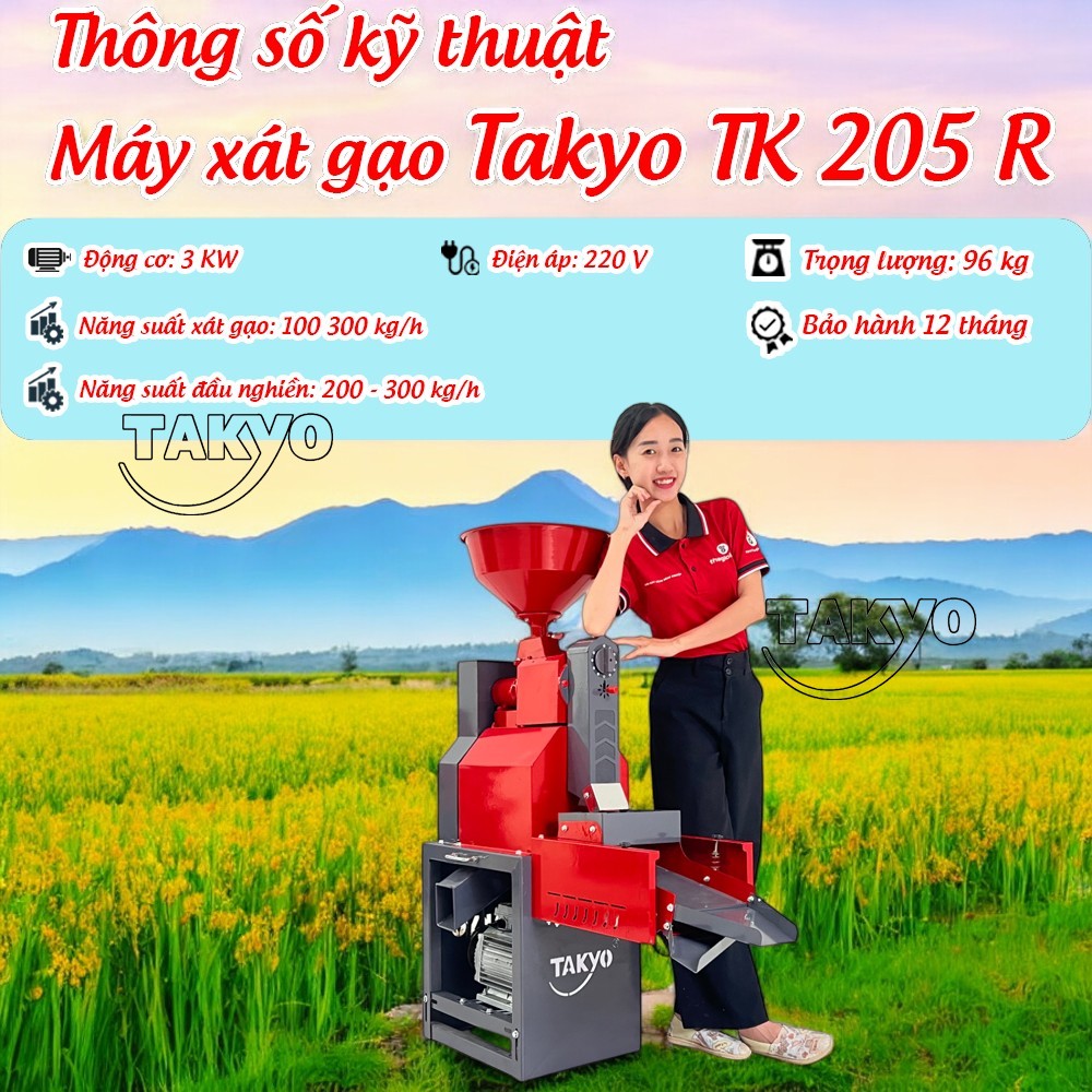 Thông số kỹ thuật của máy xát gạo Takyo TK 205 R