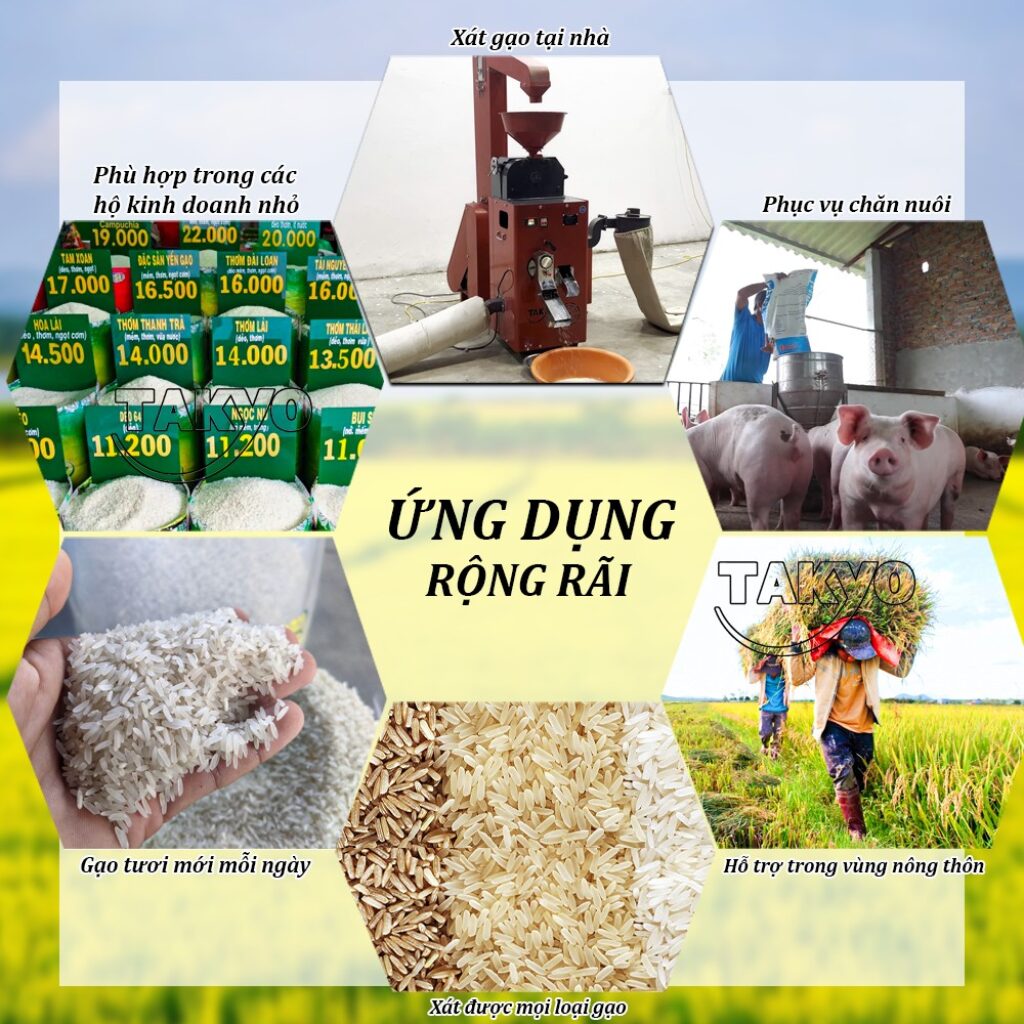 Ứng dụng đa dạng của máy xát gạo đời mới Takyo TK 250 CT