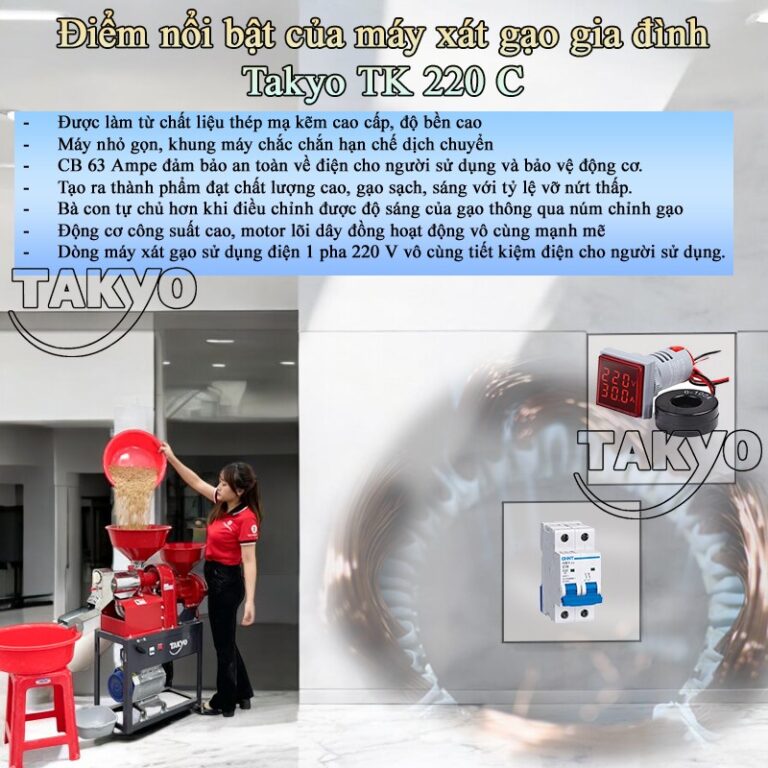 Ưu điểm của máy xát gạo nghiền bột gia đình Takyo TK 220 C