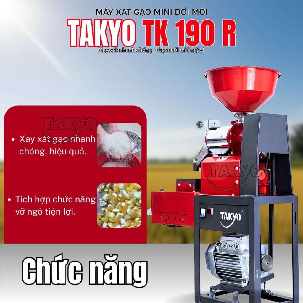 Chức năng và tính năng nổi bật của máy xát gạo mini đời mới TAKYO TK 190 R