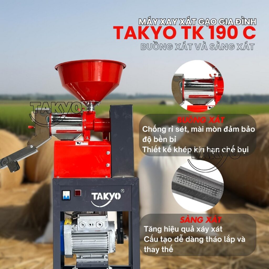 Buồng xát và sàng xát của máy xay xát gạo gia đình TAKYO TK 190 C