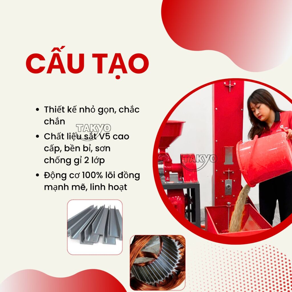 Cấu tạo của máy xát gạo Takyo TK 195 CT