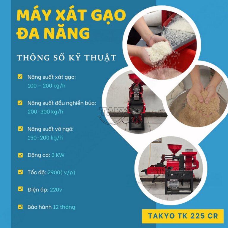 Thông số kỹ thuật của máy xát gạo nghiền bột Takyo TK 225 CR