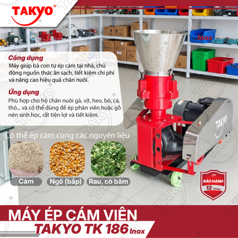 Chức năng máy ép cám viên TAKYO TK 186 inox